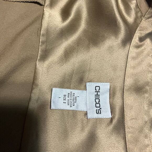 Chico's Size 2 Gold Satin Blouse - Picture 3 of 3
